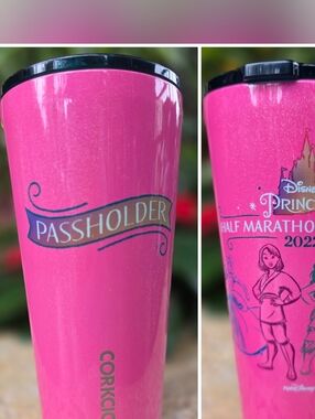 New Corkcicle Disney Princess Half Marathon Passholder Tumber Pink Glitter 16oz